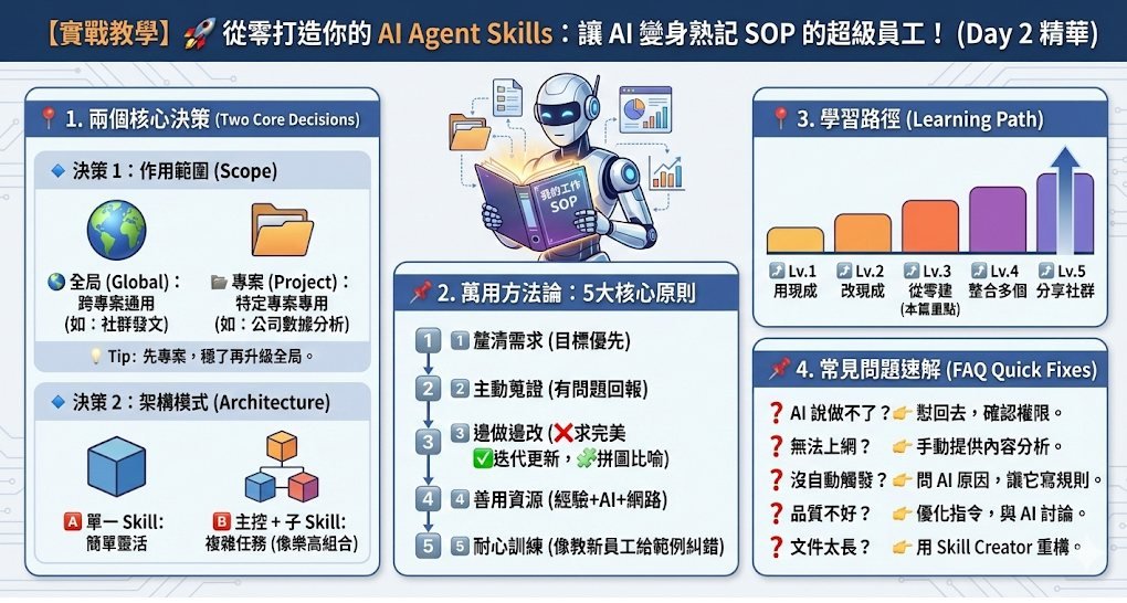 如何從零開始建立自己的 Agent Skills？讓 AI 記住你的工作 SOP